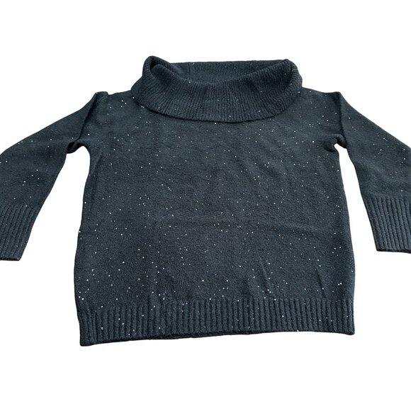 Chico's Sweater Size 1 M Black NWT Cowl Turtleneck Pullover Touch of Sparkle - Picture 6 of 13